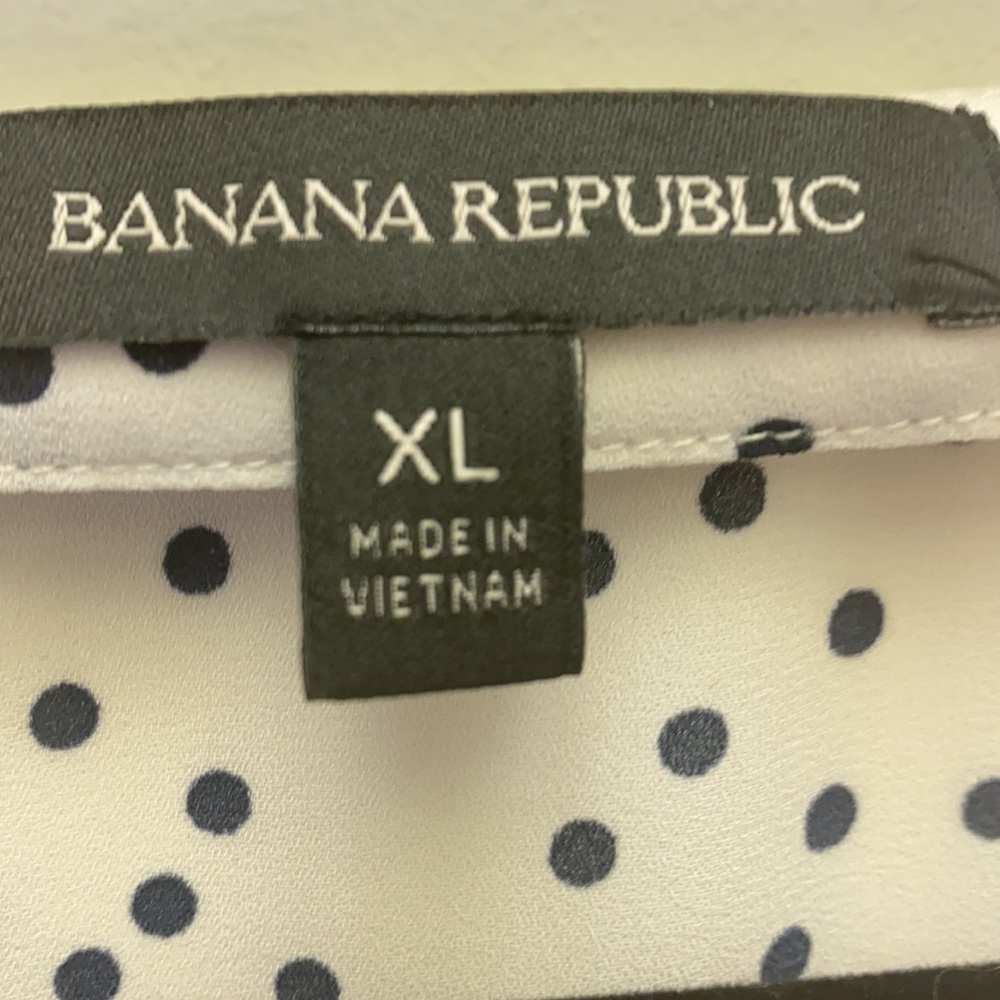 Banana Polka Dot Blouse XL White + Navy